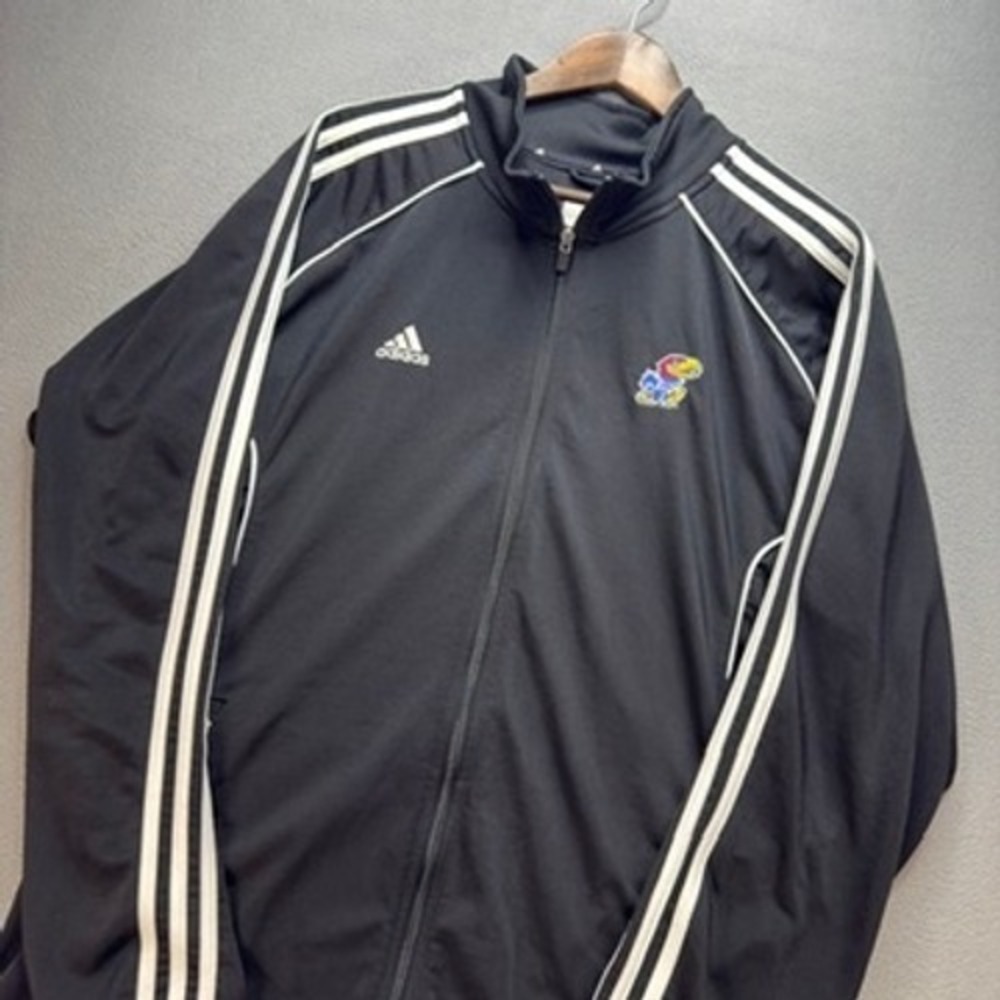 Adidas‎ Kansas Jayhawks Track Jacket Full Zip Regular Fit L Tall Black Stripes